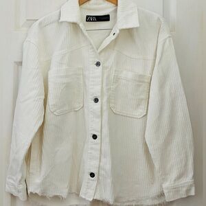 Zara Women’s Cream Corduroy Button-Down Shirt